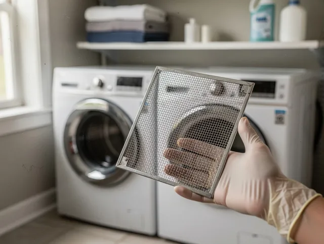 Bloomington Dryer Vent Cleaning specialist performing detailed lint trap cleaning service in Bloomington