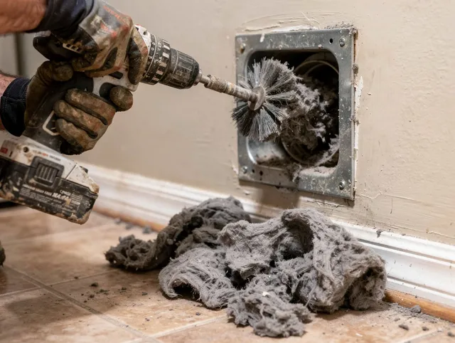 Certified Bloomington Dryer Vent Cleaning technician performing dryer vent cleaning in Bloomington