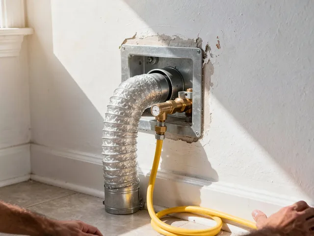 Bloomington Dryer Vent Cleaning certified technician performing specialized gas dryer vent cleaning in Bloomington